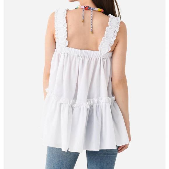 NEW BROGGER flowy olive top in white - Picture 3 of 4